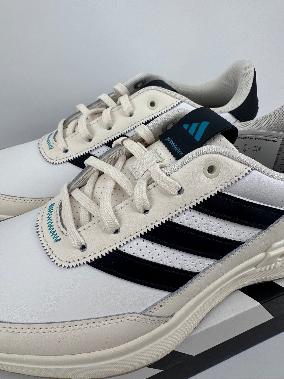 Adidas S2G SL Leather Golf Shoes Men's 7.5 UK White Navy Comfortable Spik/314341