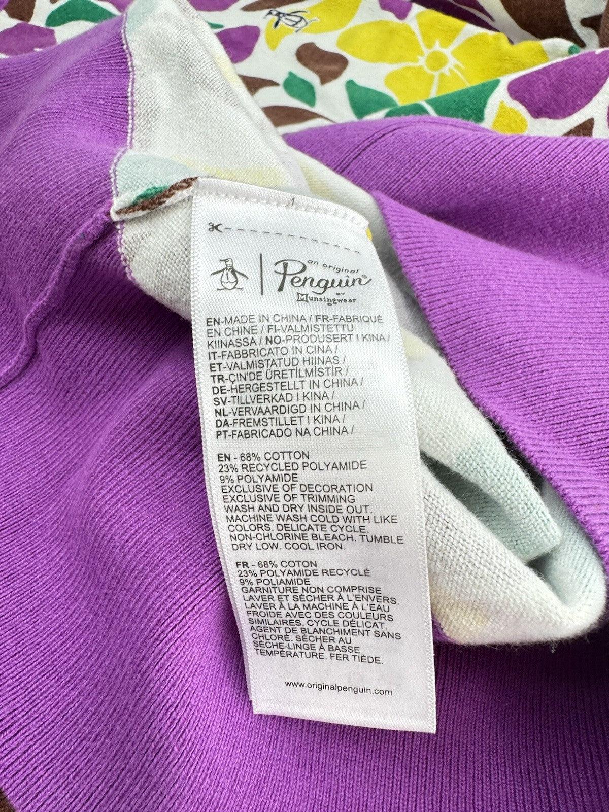 Penguin Golf Ladies Pullover Printed Floral Purple Cactus UK Large /New /3008711