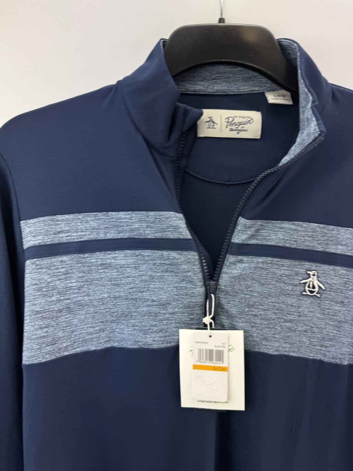 Original Penguin Pullover Colour Block 1/4 Zip UK Small /Navy /New /237223