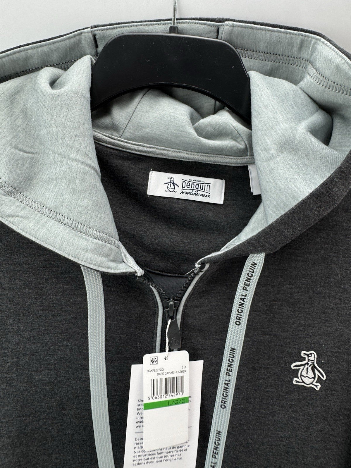 Original Penguin Golf Hoodie Earl Colour Block UK Large /Grey /New /252228