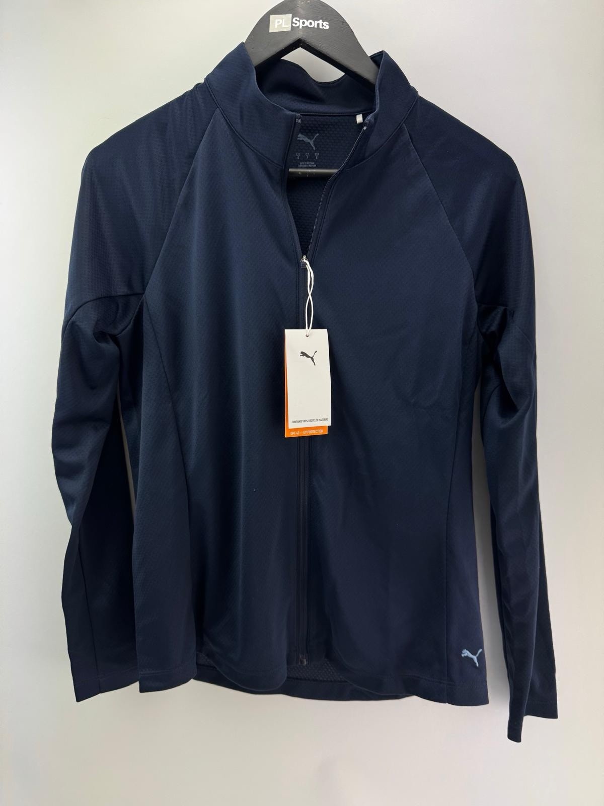 Womens Puma Lightweight Full Zip Knitted Golf Jacket Deep Navy Size S/ 300480