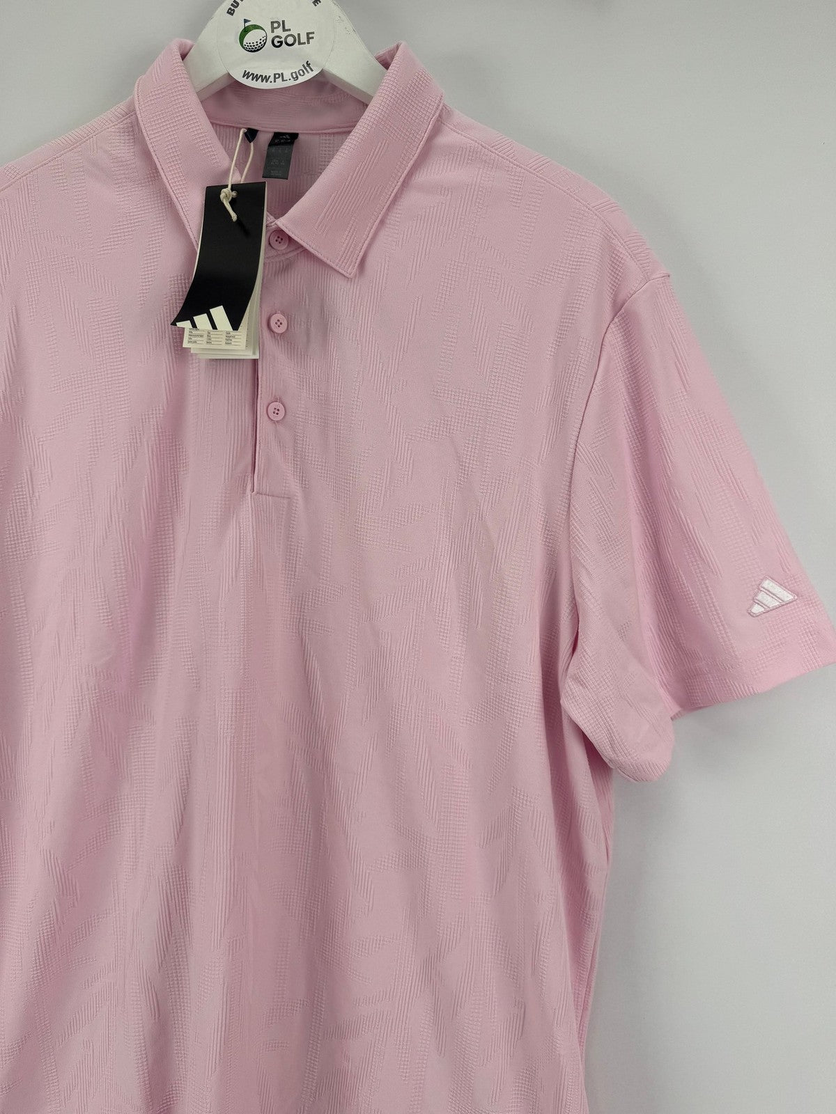 Adidas Go-To Textured Golf Polo Men's Size Small Clear Pink Short Sleeve/329361