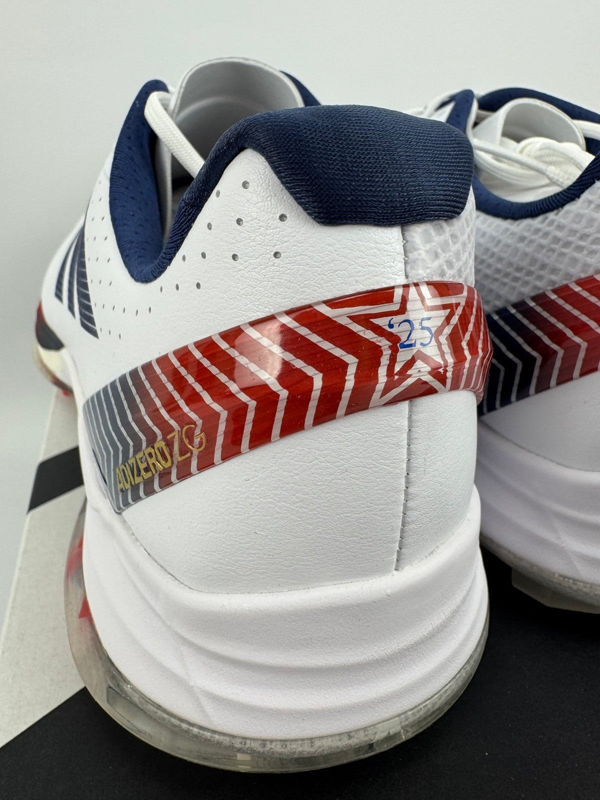 Adidas Adizero ZG Golf Shoes Men's UK 10.5 Medium White Blue Red Spikes/312517