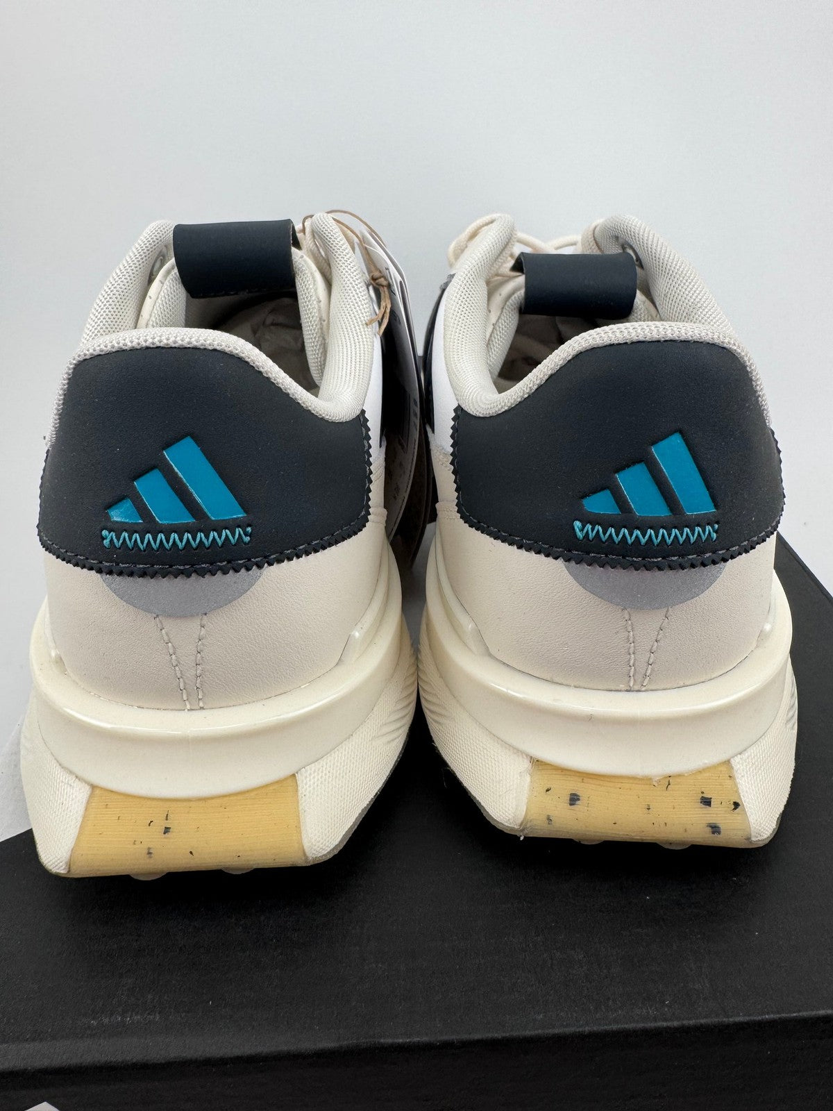 Adidas S2G SL Leather Golf Shoes Men's 7.5 UK White Navy Comfortable Spik/314347