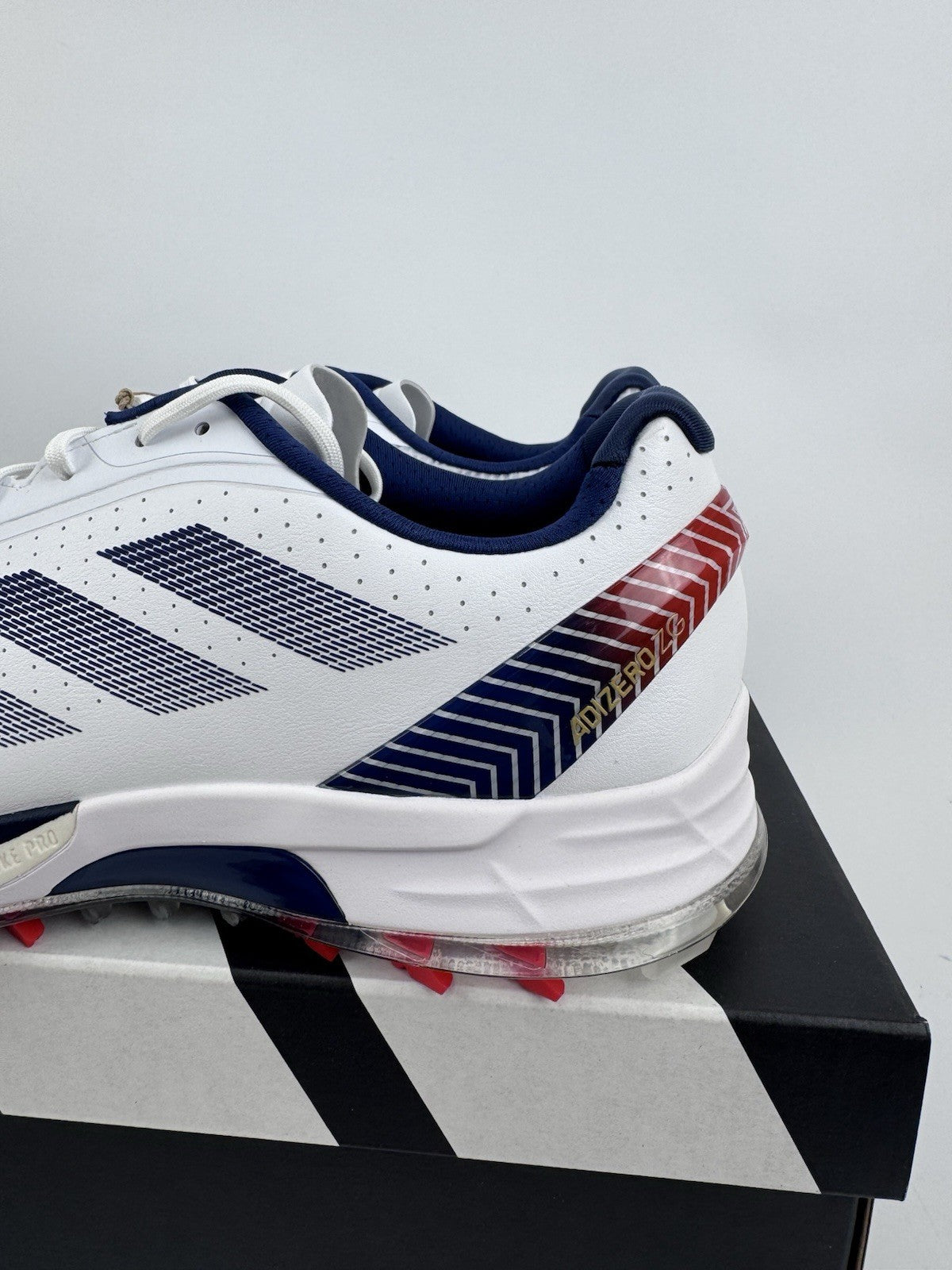 Adidas Adizero ZG Golf Shoes Men's UK Size 10 White Blue Red Spikes/314331