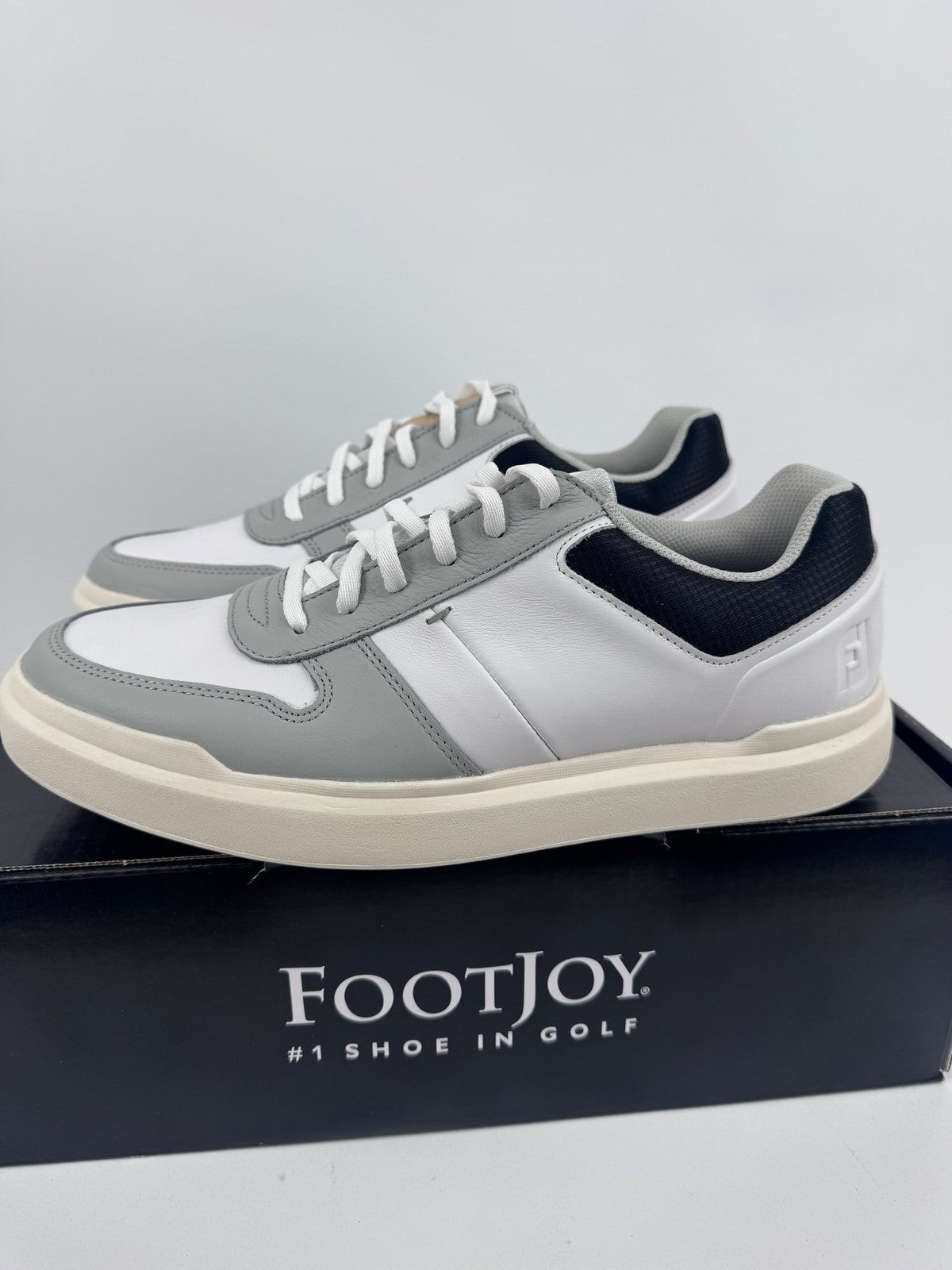FootJoy Casual Spikeless Golf Shoes Men's Size UK 8 White Grey Leather/314340