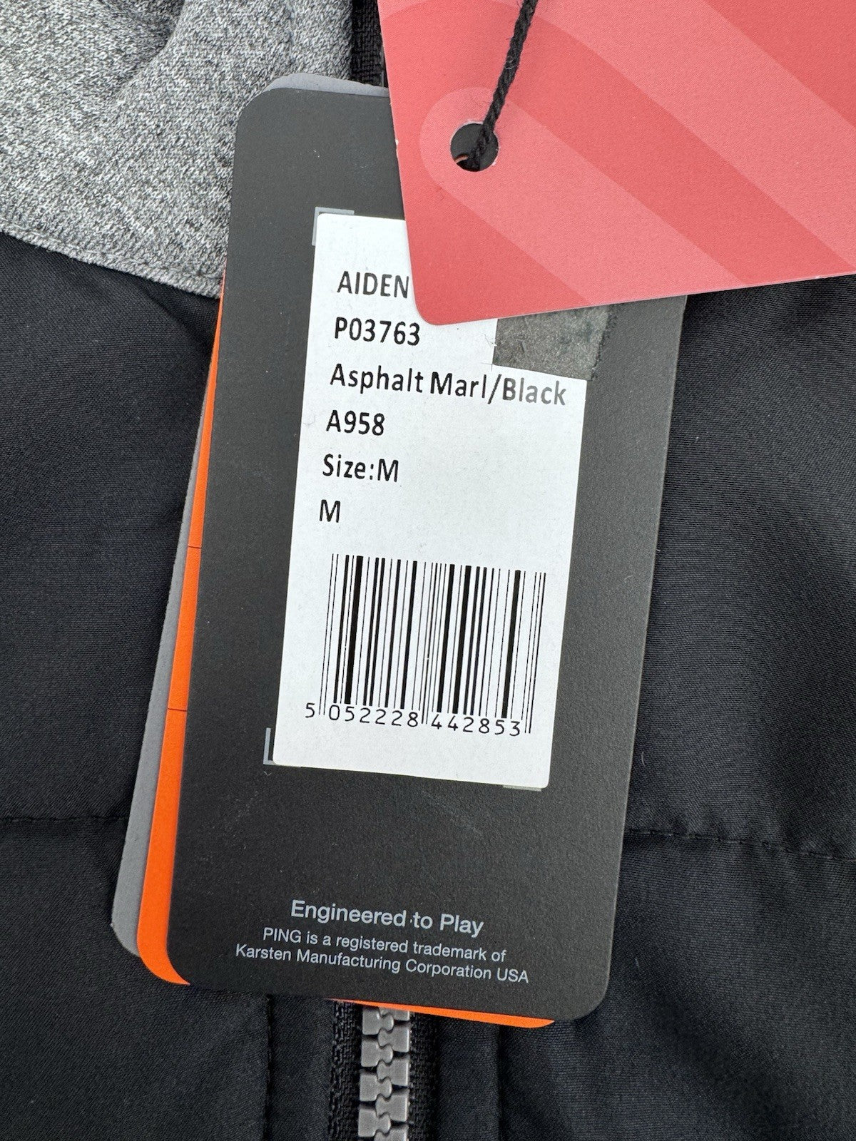 PING Sorona Aura Aiden Mens Golf Jacket Size Medium Water Res Grey Black/ 3134112