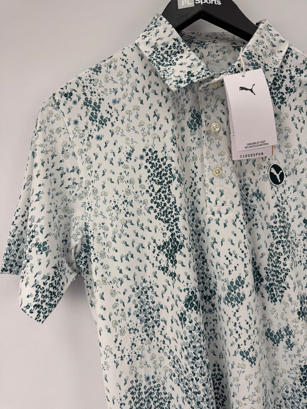Puma Cloudspun Golf Garden Polo Men's Size XL White Glow Floral Print/354172