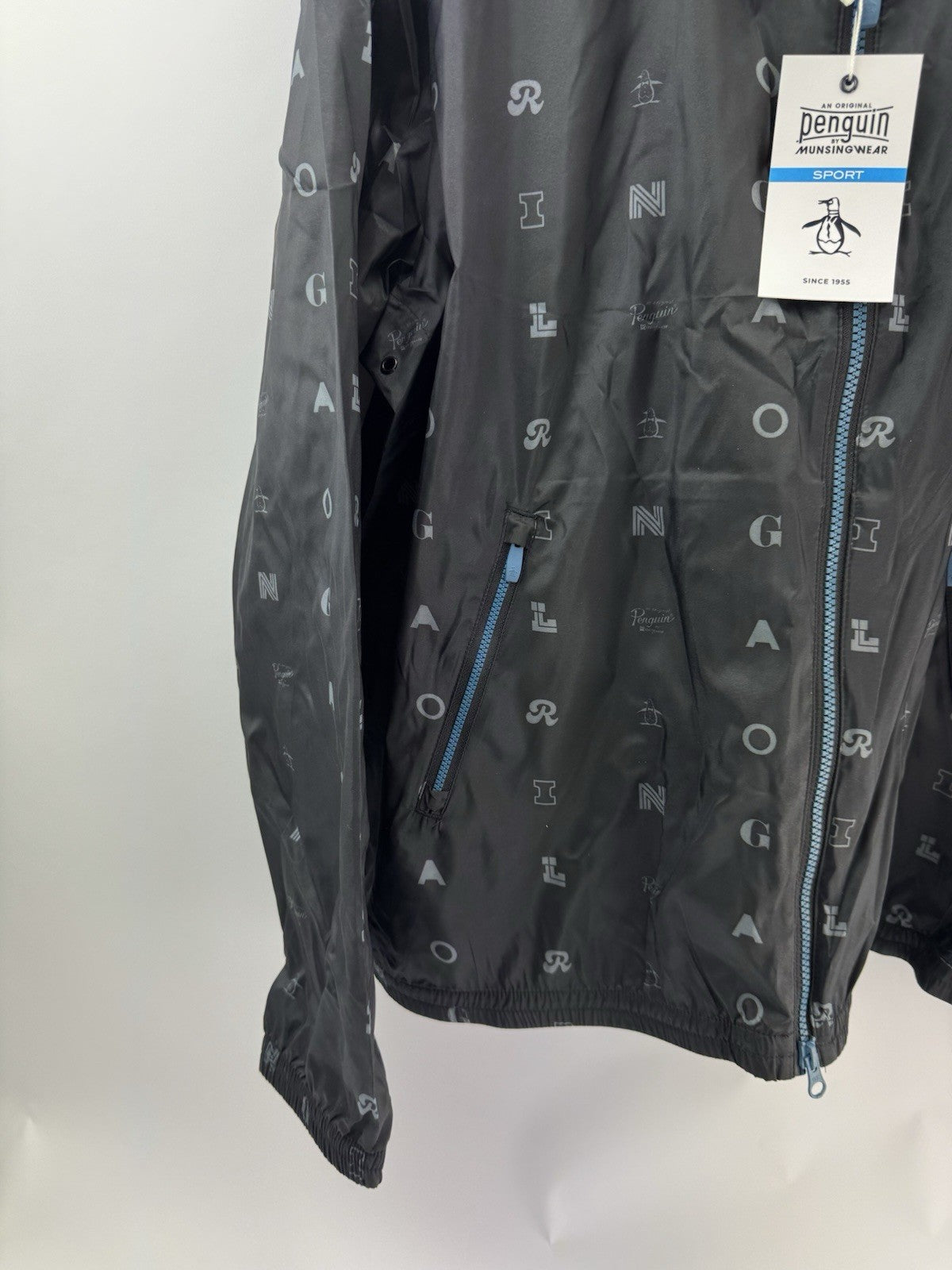 Penguin Original Golf Wind Jacket Logo Print Hood Lightweight UK XXL /New /300641
