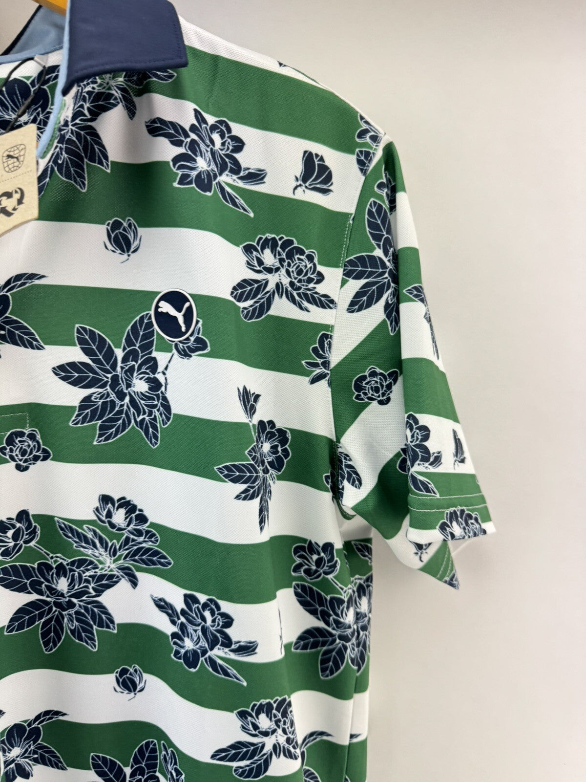 Puma Golf Polo Pique Garden Size UK Medium /Green/navy /New /207494