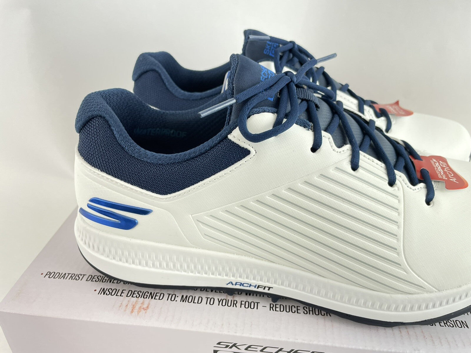 Skechers Elite 5 GF Golf Shoes Arch Fit UK 7 /Waterproof /White/Blue /Brand New1