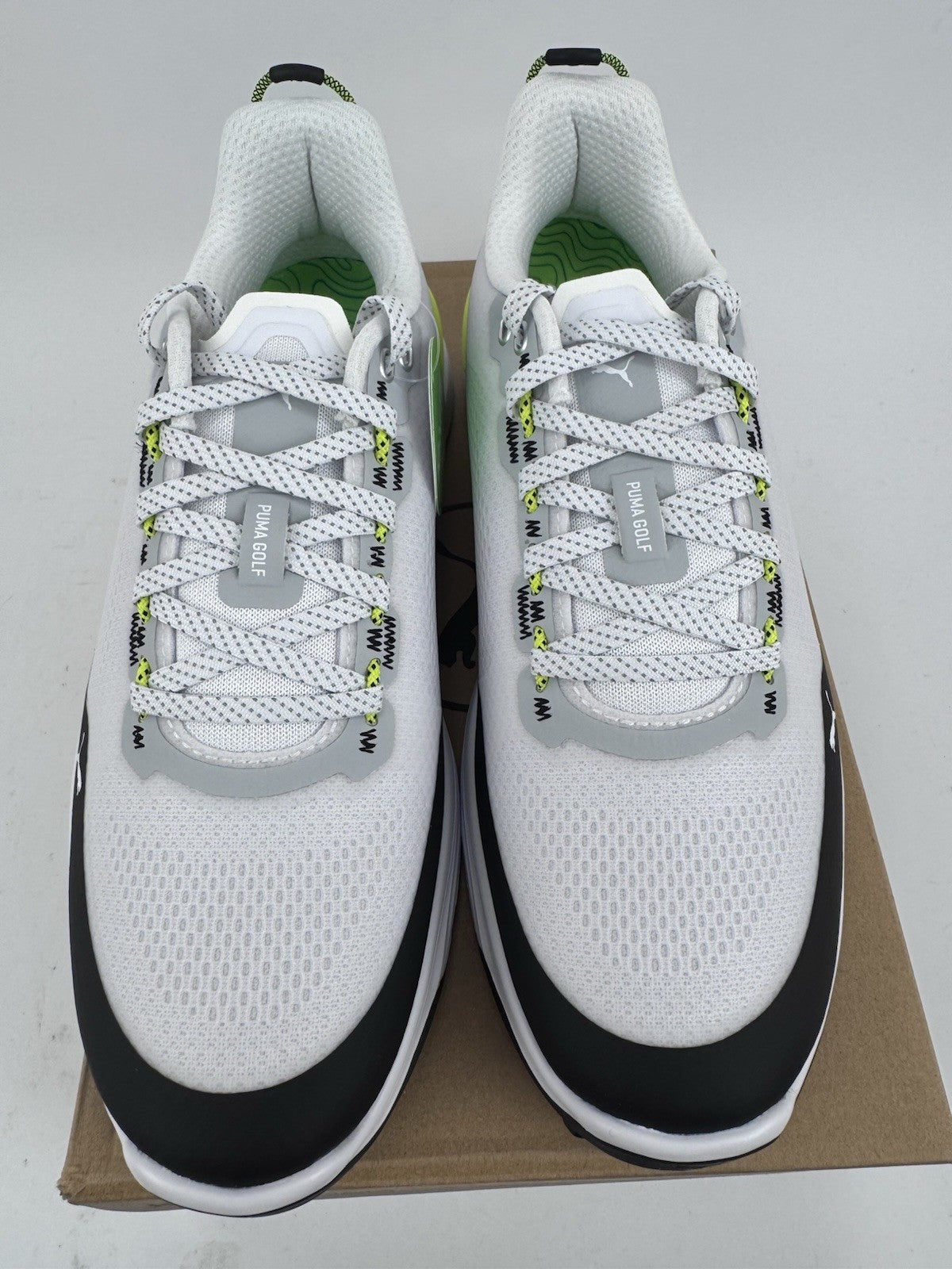 Puma IGNITE Elevate X Golf Shoes Mens Size UK 7.5 White Black Yellow/320803