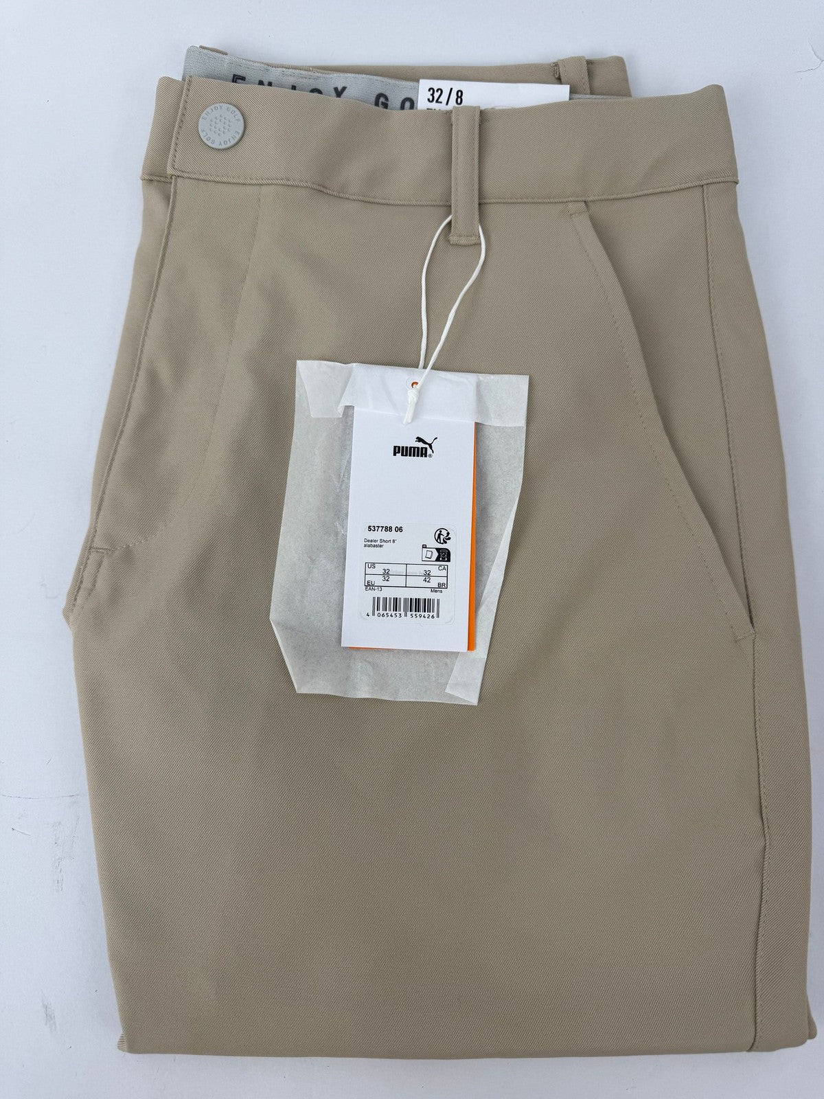 Puma Dealer Shorts 32 Inch 8 Inch Inseam Golf Men's Beige Performance/353880