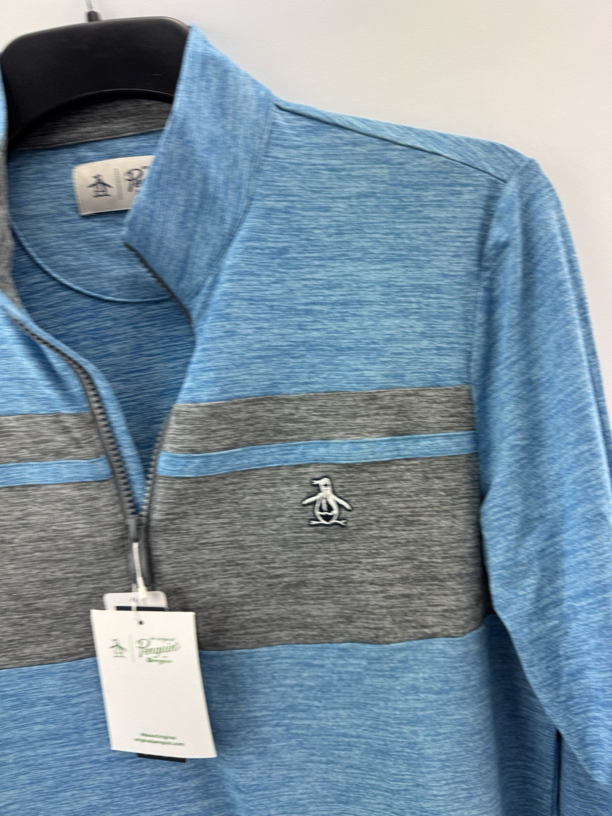 Original Penguin Pullover Colour Block 1/4 Zip UK Small /Blue /New /234204