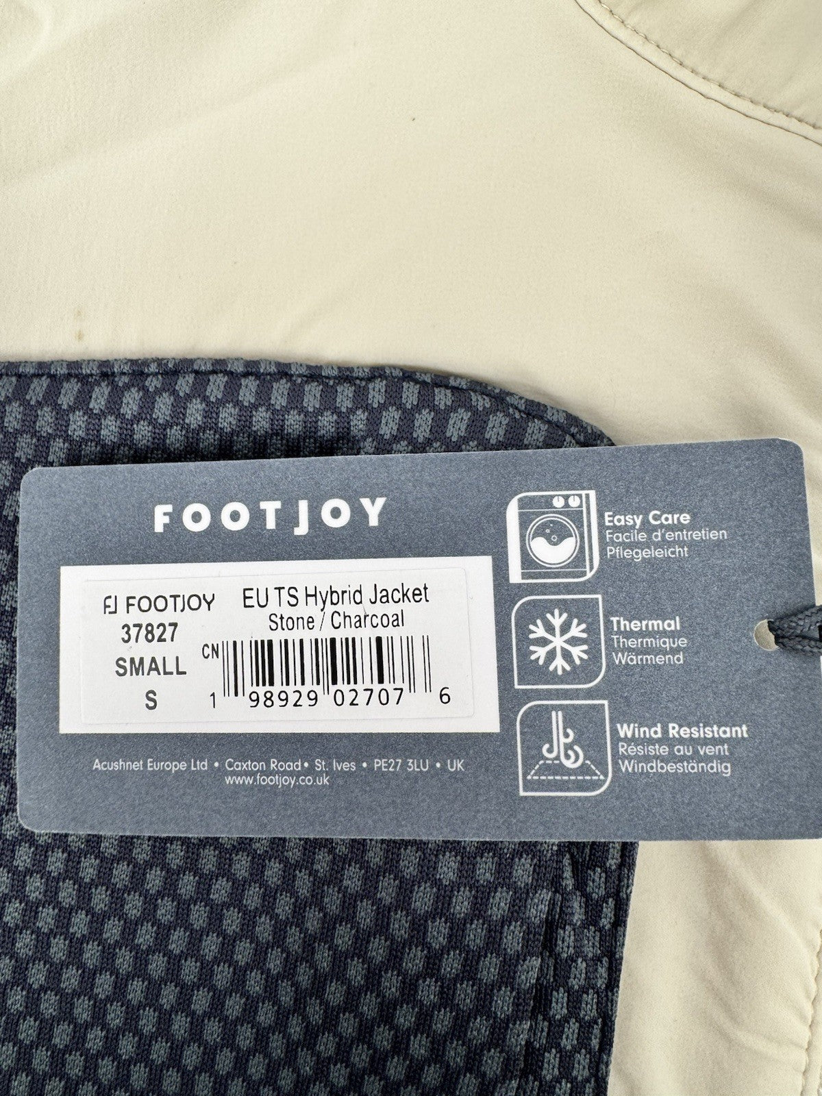 FootJoy Thermo Series Hybrid Jacket Men’s Size Small Stone Charcoal/3375615