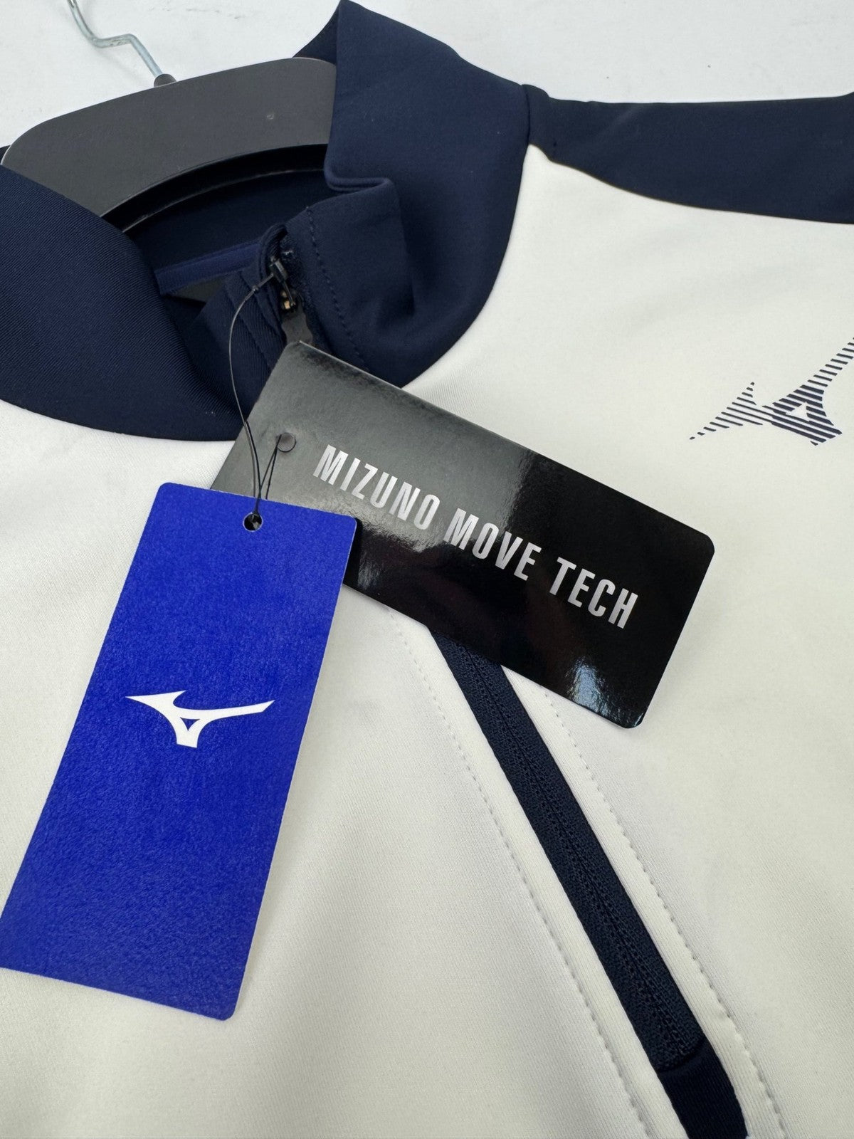 Mizuno RB14 Zip Neck Quarter Golf Sweater Men's Small White Navy Mizuno/365049