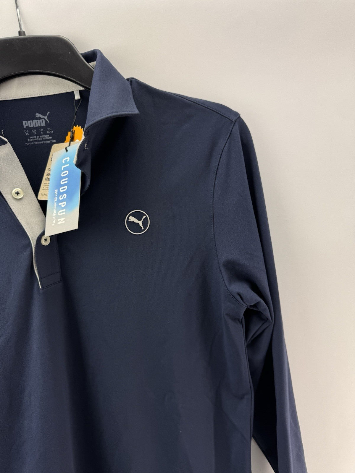 Puma Golf Polo Long Sleeve Cloudspun Midweight Mens UK Small /Navy /New /261094