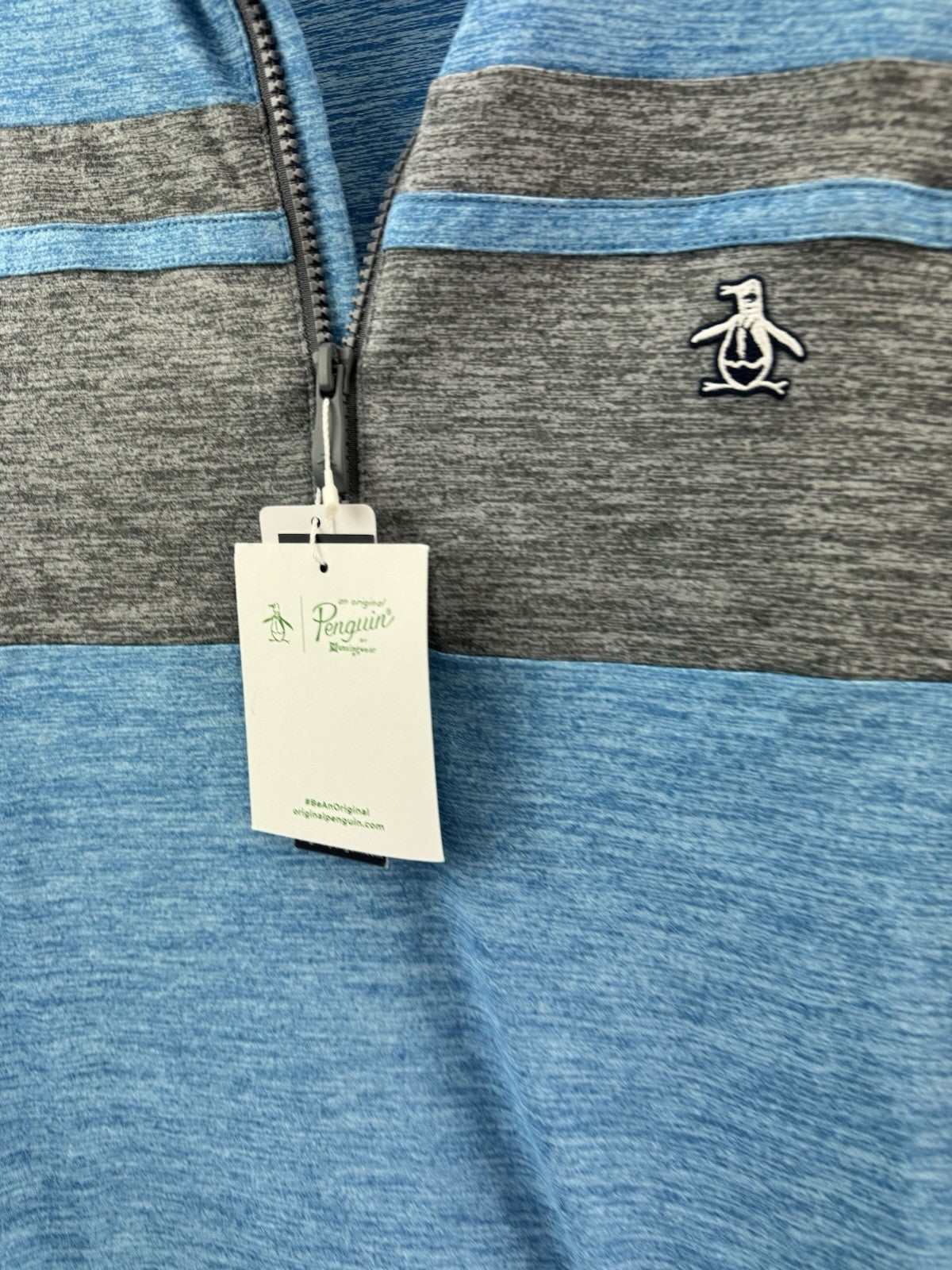 Original Penguin Pullover Colour Block 1/4 Zip UK Small /Blue /New /234206