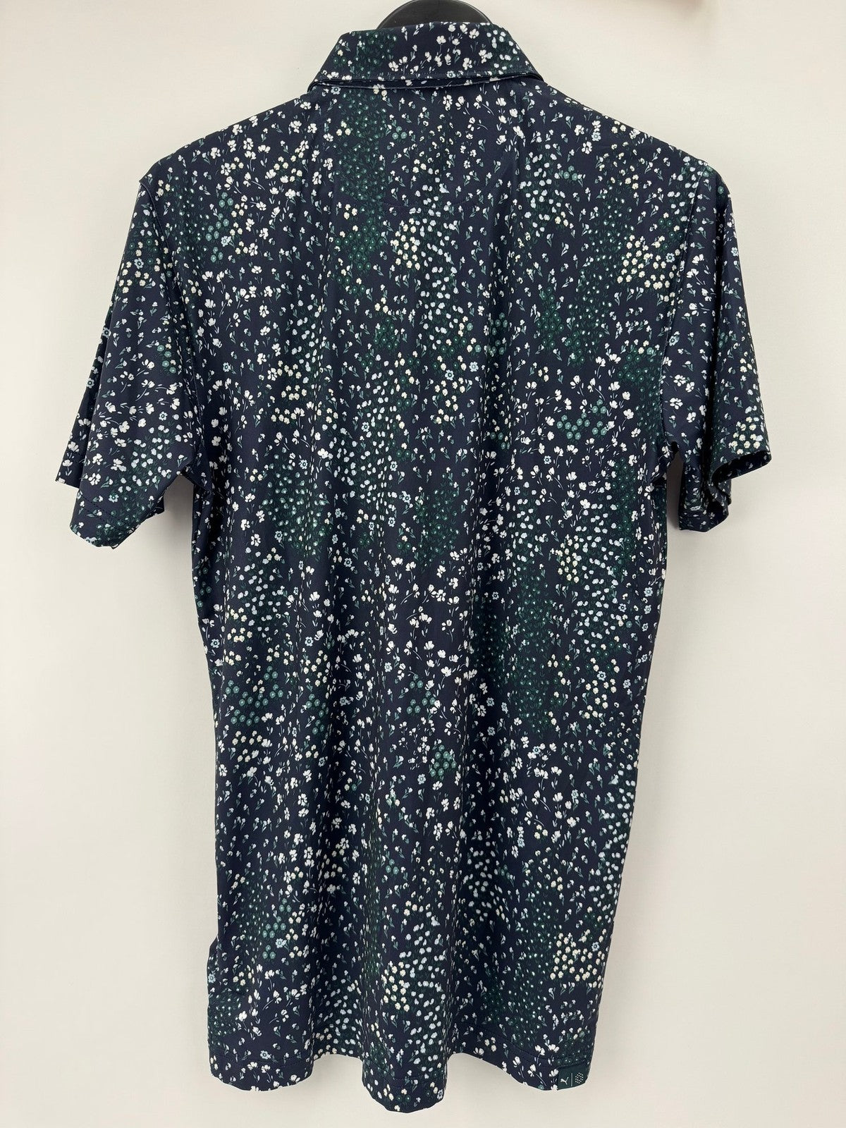 Puma Cloudspun Garden Short Sleeve Polo Mens Size Medium Navy Floral Print/354146
