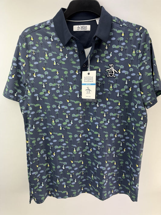 Original Penguin Mens Polo Pete N The Course Print UK Medium /New /252530