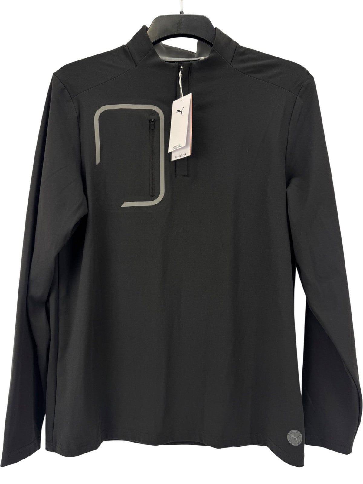 Puma Cloudspun Tech 1/4 Zip Pullover Men's Large Black Lightweight Active/367880