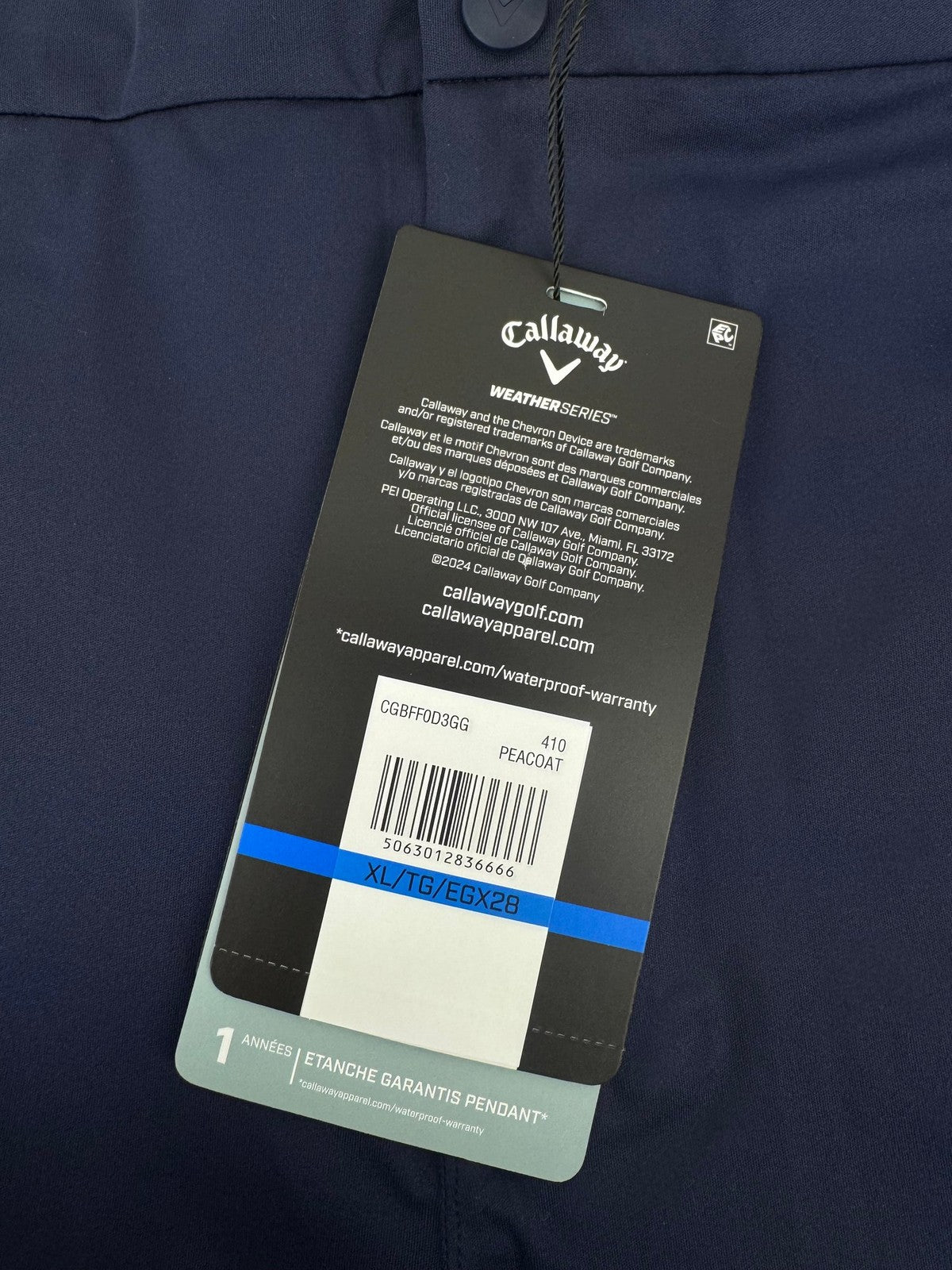 Callaway Weather Series Waterproof Golf Trousers Men's XL Navy Rain Gear/324001