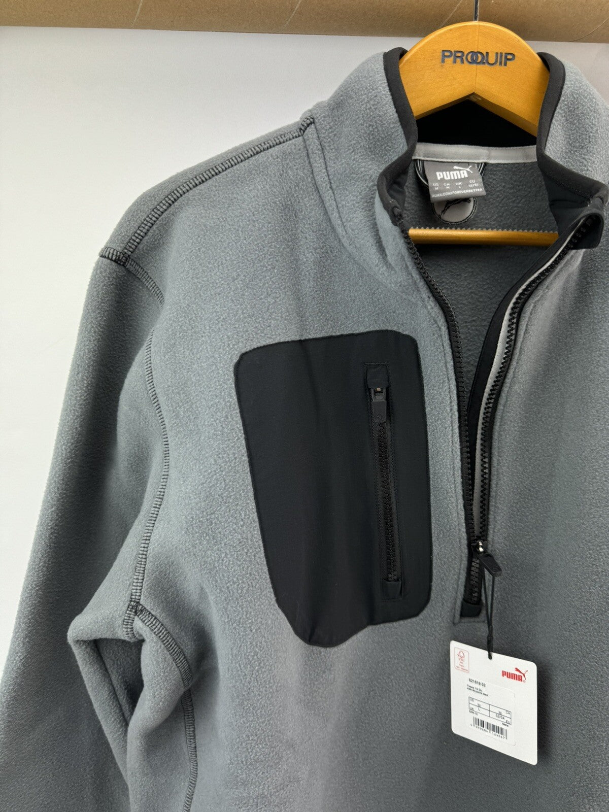 Puma Golf Fleece Pullover 1/4 Zip UK Large /Grey/Black /New /263352