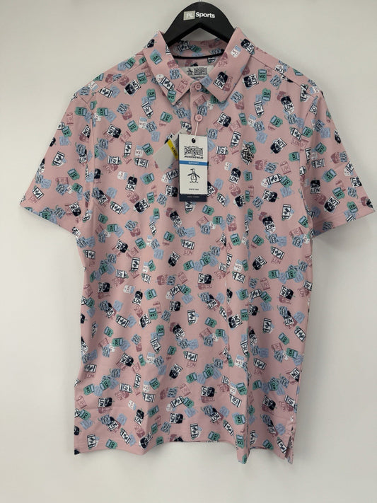 Original Penguin Mens Pink Travel Tag Golf Polo Size UK  Medium /352810