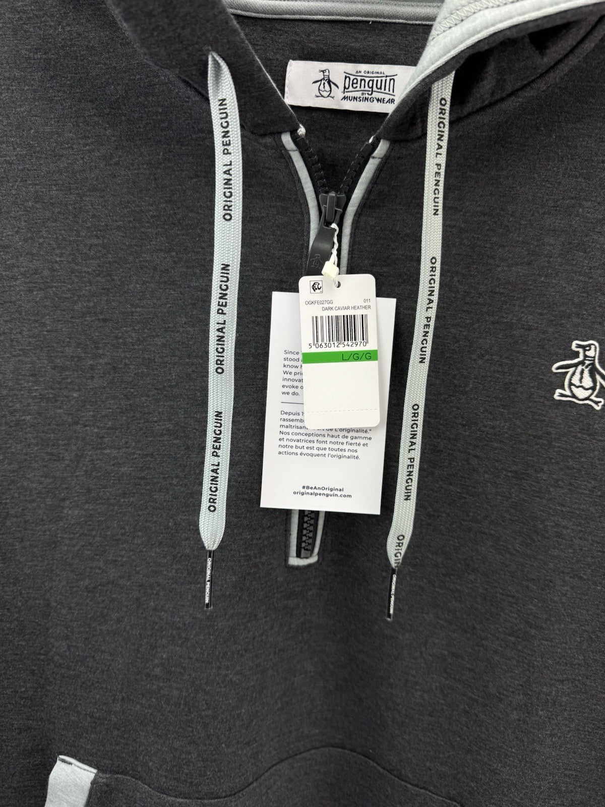 Original Penguin Golf Colour Block Hoodie UK Large /Grey /New /241566