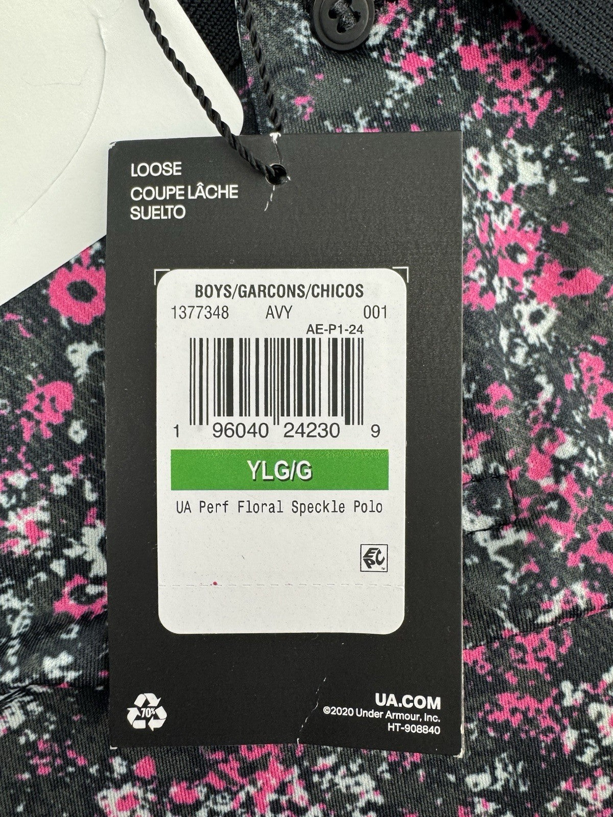 Juniors Boys Under Armour Floral Speckle Golf Polo Shirt Size UK Large /3098210