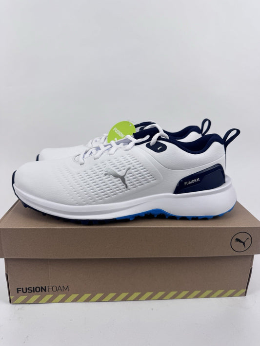 Puma Fusion Plus SL Golf Shoes Men's UK 7.5  White Deep Navy Waterproof/320750