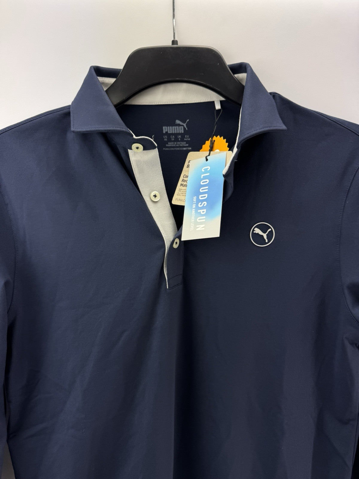 Puma Golf Polo Long Sleeve Cloudspun Midweight Mens UK Small /Navy /New /261093