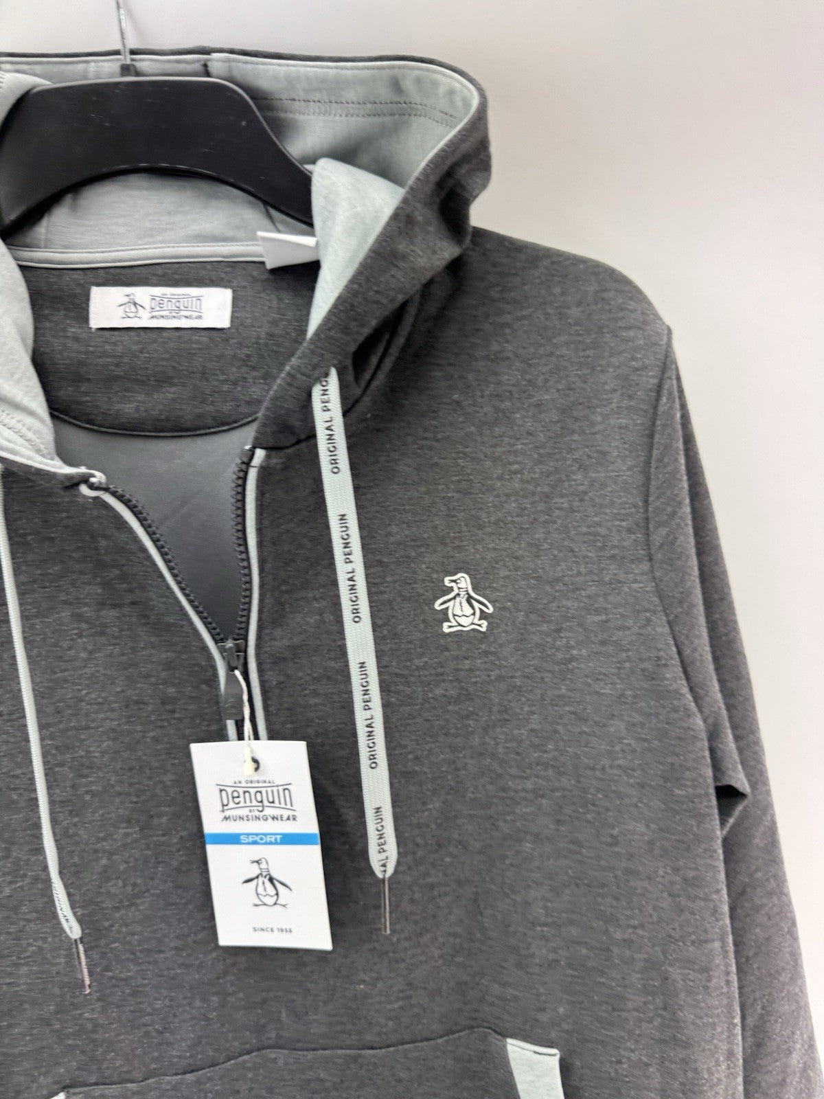 Original Penguin Golf Hoodie Earl Colour Block UK Medium /Grey /New /252244