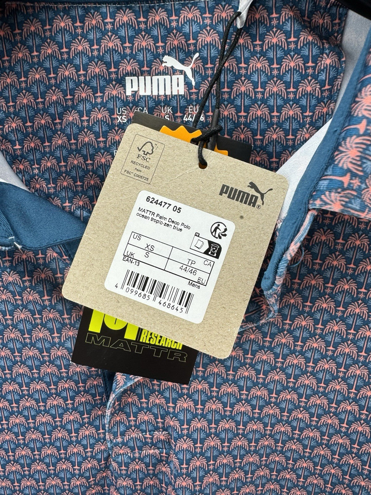 Puma Golf Mens Polo Shirt Mattr Palm Deco UK Men’s Small /New /223167