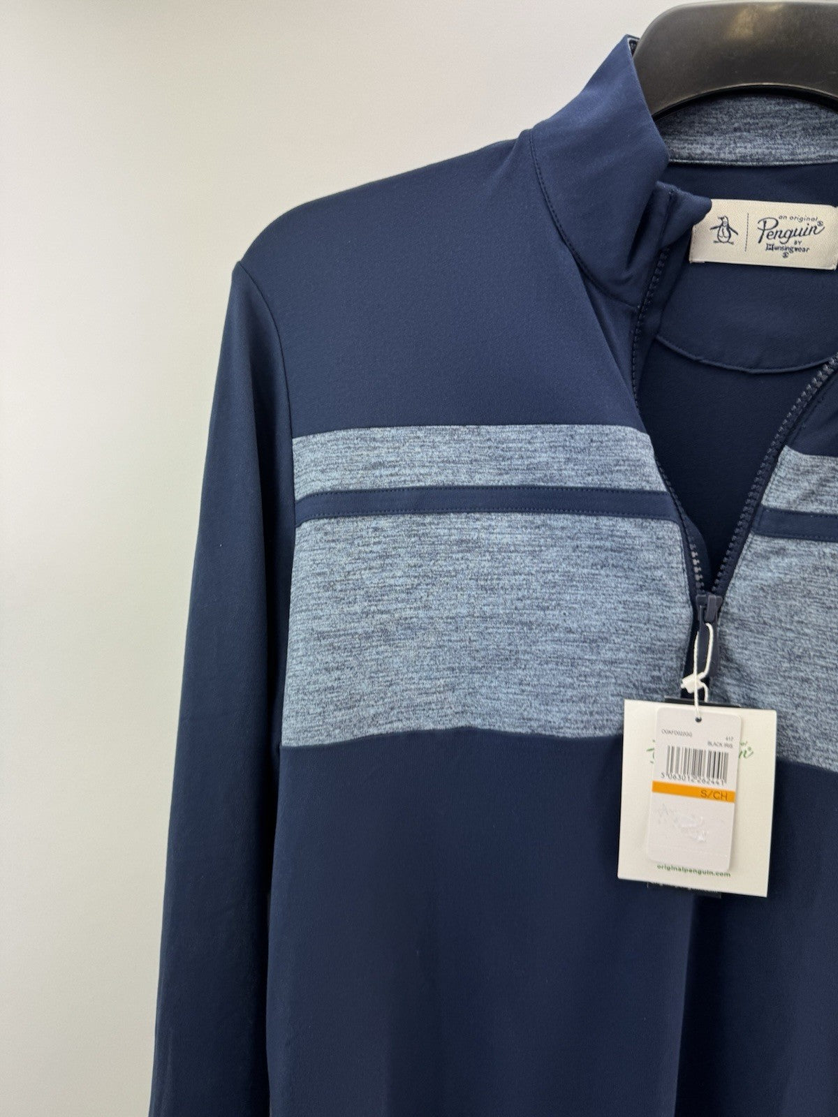 Original Penguin Pullover Colour Block 1/4 Zip UK Small /Navy /New /237222