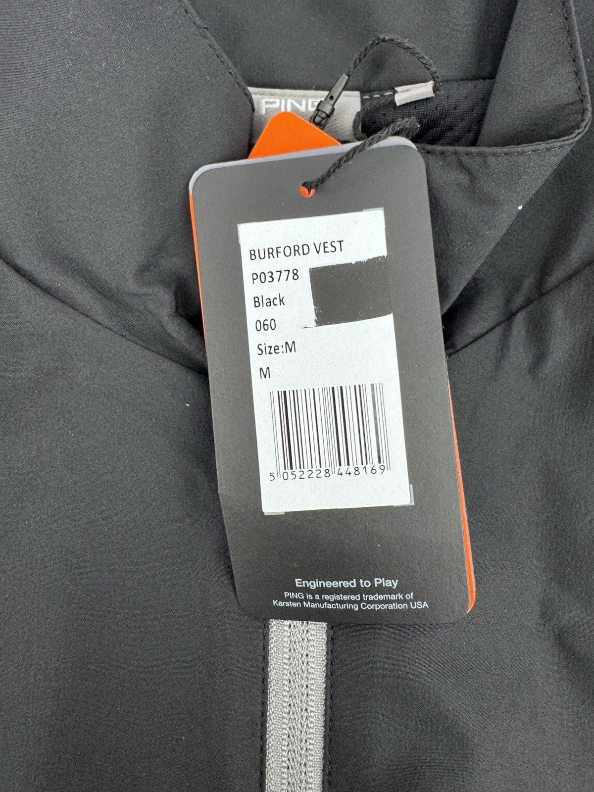PING Mens Burford Golf Vest Size UK Medium Black Lightweight /3130910