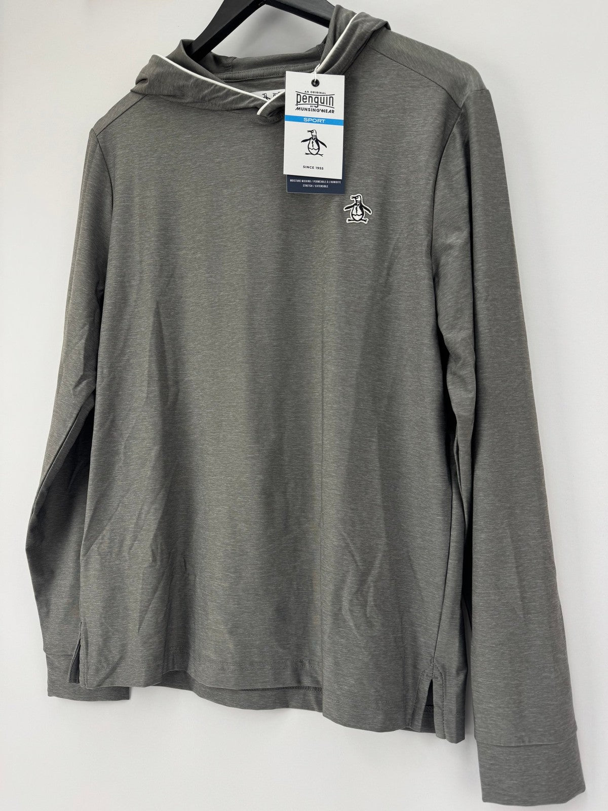 Penguin Sport Mens Hoodie Size S Grey Long Sleeve Lightweight Pullover/353083