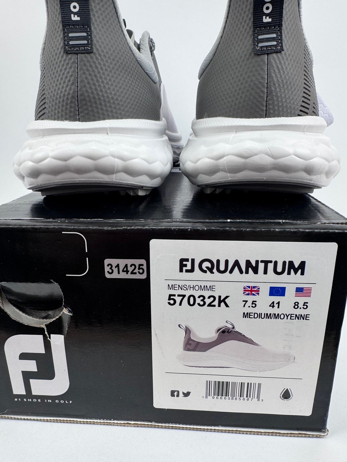 FootJoy Quantum Golf Shoes Men's UK Size 7.5 Grey White Comfort Foam/314258