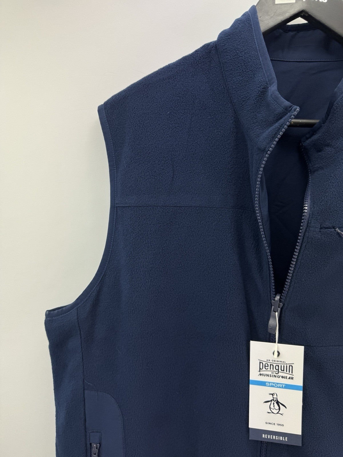 Penguin Golf Gilet Reversible Mixed Media UK XL /Full Zip /Navy /New /305142