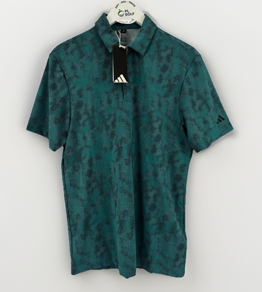 Adidas JL5288 Ultimate Textured Print Golf Polo Shirt Men's S Teal Black/329440
