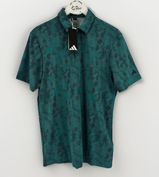 Adidas JL5288 Ultimate Textured Print Golf Polo Shirt Men's S Teal Black/329440