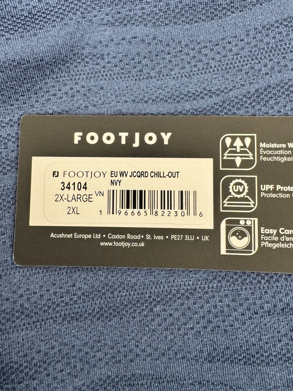 FootJoy Golf Wave Jacquard Chill-Out Zip Pullover Men's Size 2XL Navy/3374612
