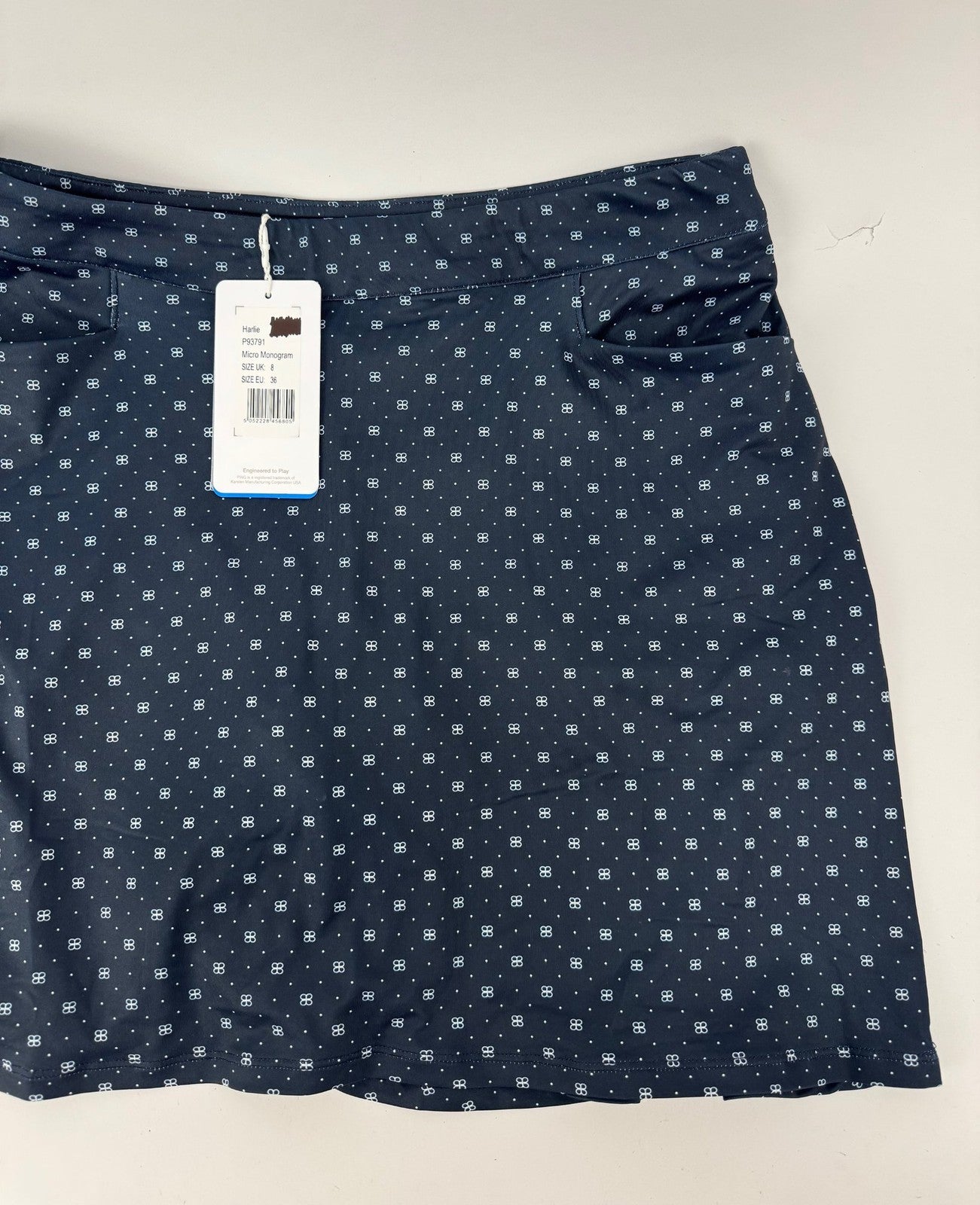 Ping Harlie Skort Women's UK Size 8 Blue Micro Monogram Golf Activewear/353984