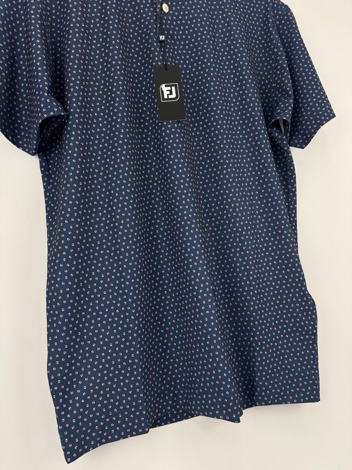 FootJoy Men’s Bounce Print Pique Polo Shirt Size Medium Dark Denim/330423