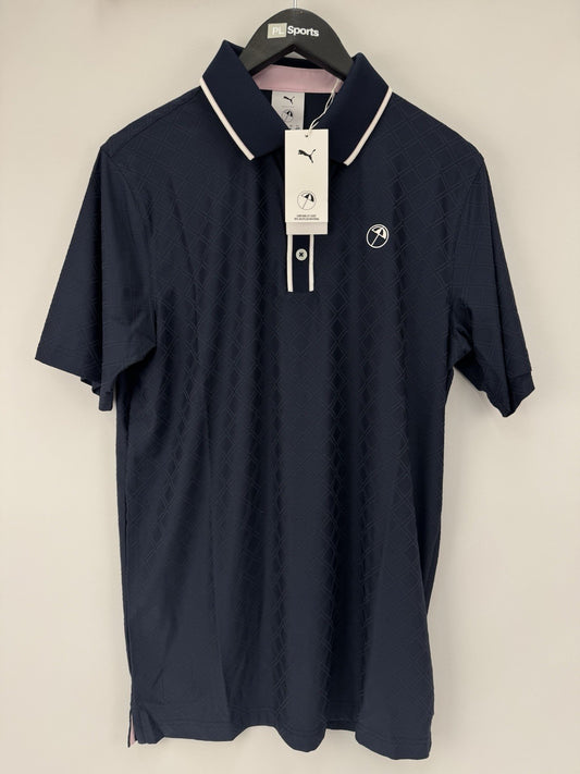 PUMA X Arnold Palmer Tipped Jac Golf Polo Shirt Men's Size UK Medium Navy/352970