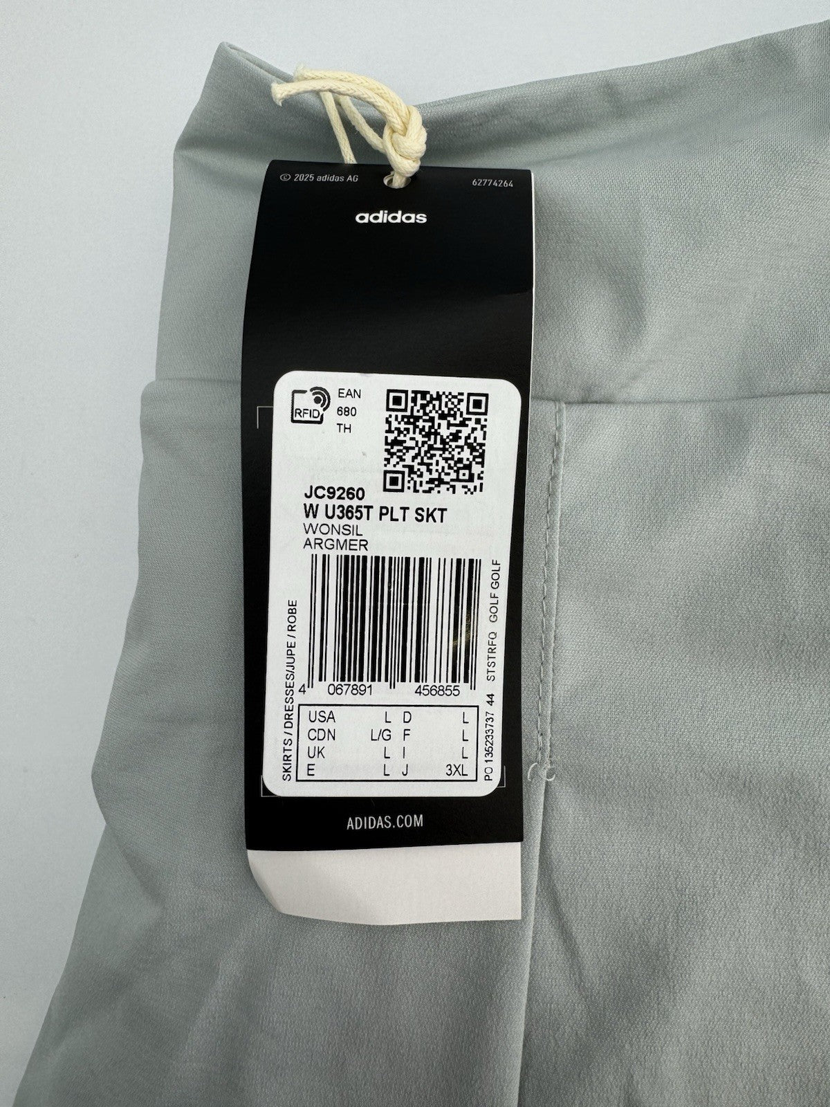 Women’s adidas Ultimate365 Tour Pleated Skort Size UK Large/ Grey/ New/ 309851