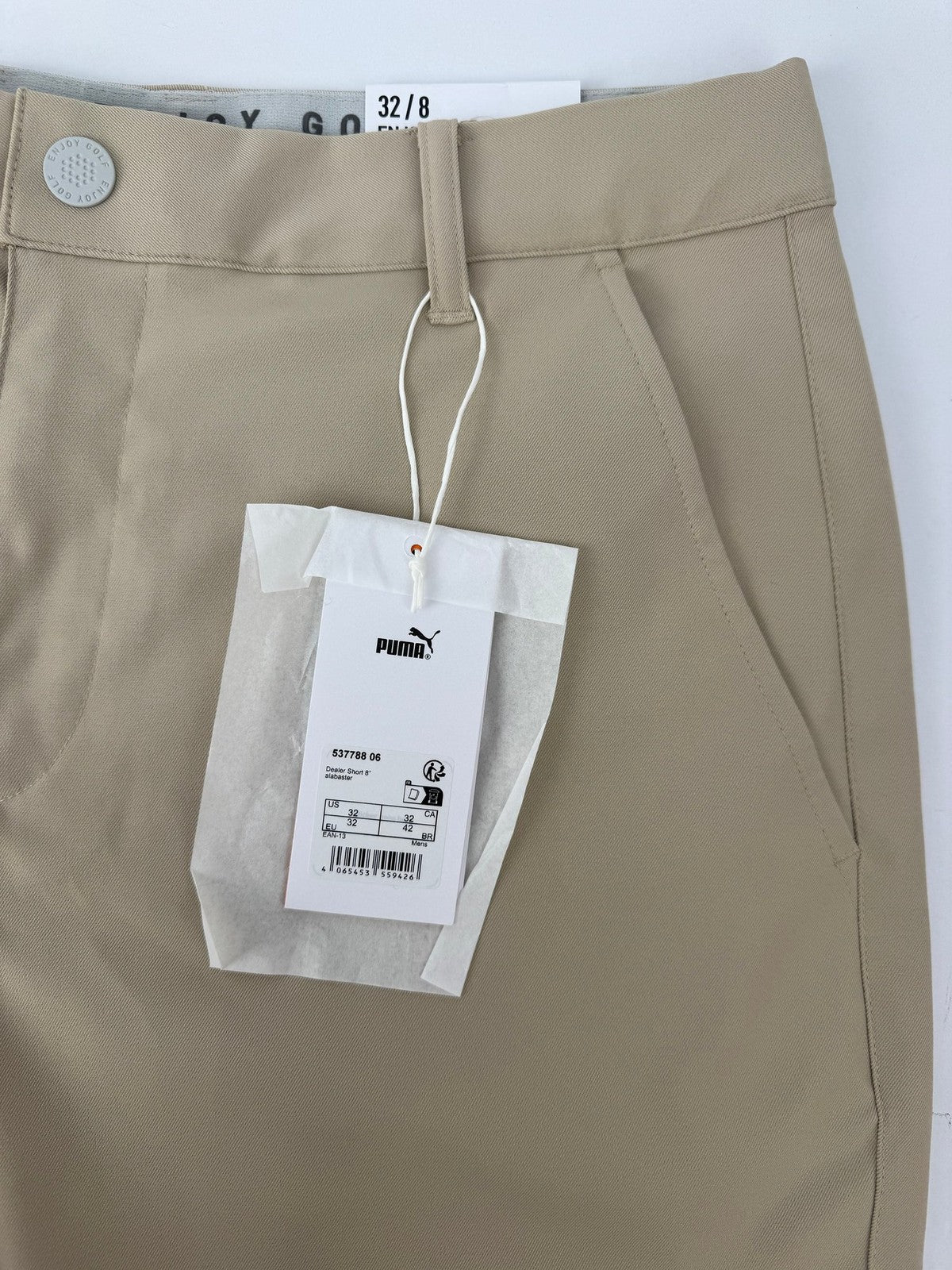 Puma Dealer Shorts 32 Inch 8 Inch Inseam Golf Men's Beige Performance/353883