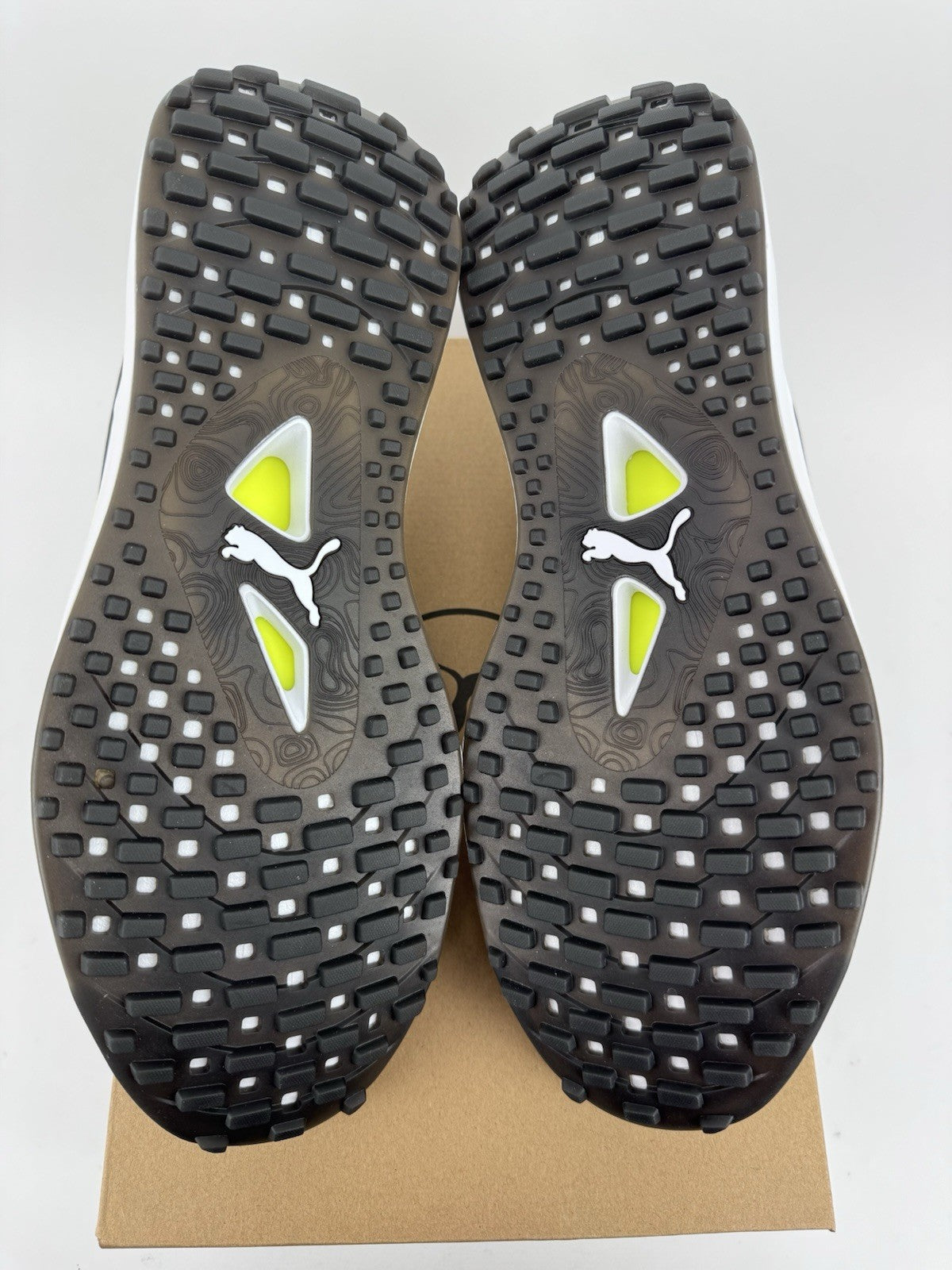 Puma IGNITE Elevate X Golf Shoes Mens Size UK 9 White Black Safety Yellow/3184911