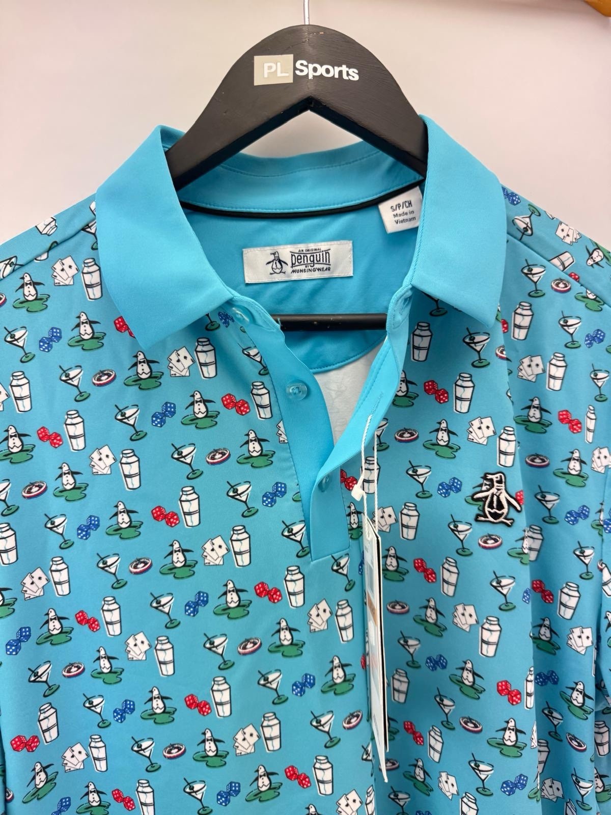 Mens Original Penguin Golf Polo All over Retro Mens UK Small /New /306473