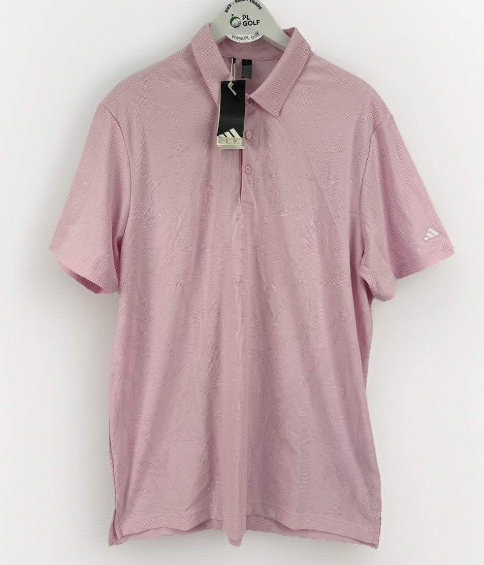 Adidas Go-To Textured Golf Polo Men's Size Large Clear Pink Short Sleeve/329380